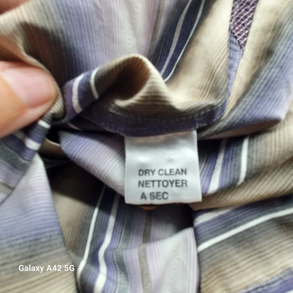 Tommy Bahama‎ XL Cotton Silk Striped Button Down Shirt - Purple Brown - Picture 6 of 9